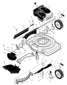 Mower Housing Assembly Diagram and Parts List for 222390X99C 2003 Briggs and Stratton Lawn Mower